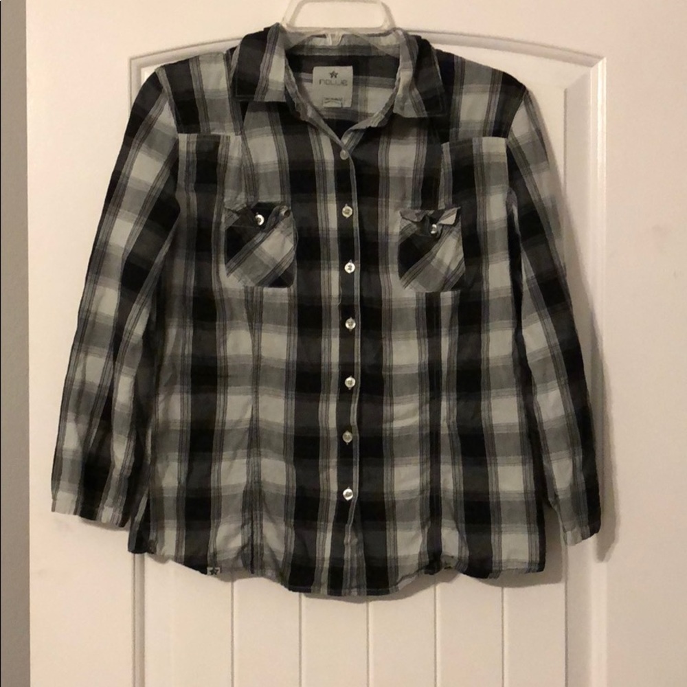 Nollie plaid 3/4 sleeve button down